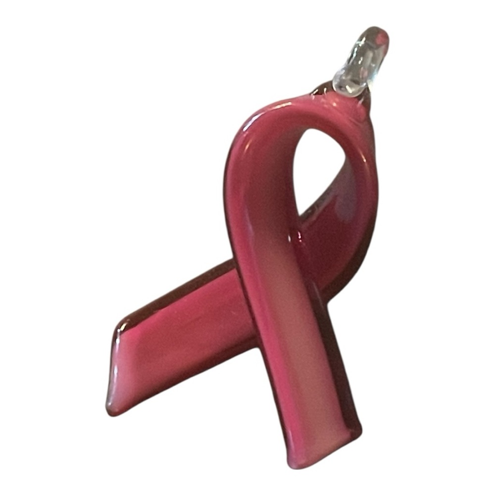 Pink Ribbon Glass Pendant - Picture 4 of 6